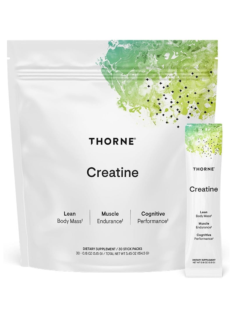 Thorne Creatine Lean Body Mass Muscle Endurance Cognitive Performance, DIETARY SUPPLEMENT / 30 STICK PACKS, 30 - 0.18 OZ (5.15 G) / TOTAL NET WT 5.45 OZ (154.5 G) - Image 1