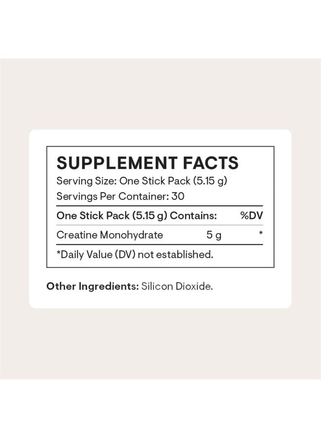 Thorne Creatine Lean Body Mass Muscle Endurance Cognitive Performance, DIETARY SUPPLEMENT / 30 STICK PACKS, 30 - 0.18 OZ (5.15 G) / TOTAL NET WT 5.45 OZ (154.5 G) - Image 2