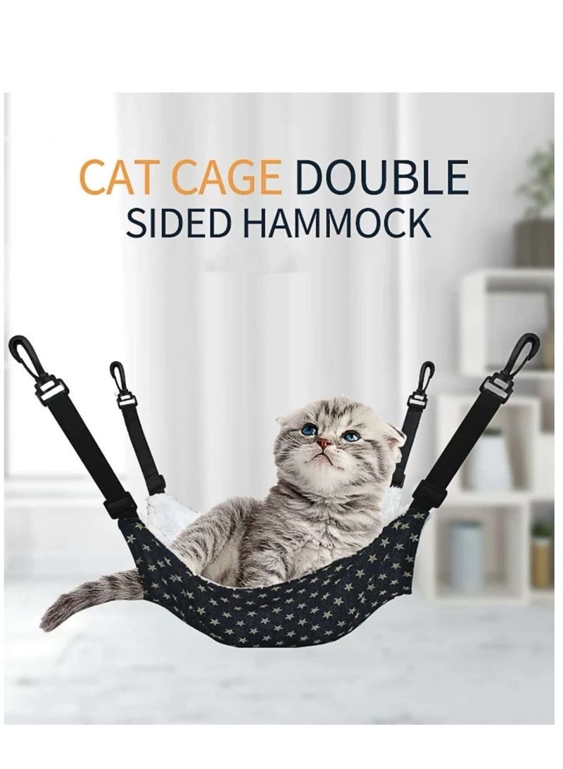 OASIS-TH Cat Hammock, Breathable Pet Cage Hammock, Cat Hanging Bed With Metal Carabiners And Tassels, Cat Hanging Hammock For Cage, Hammocks For Kittens, Rabbits, Small Dogs For Summer Season - Image 1