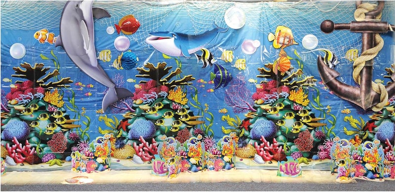 Beistle Undersea Wall Backdrop - 4' x 30' Ocean-Themed Photo Backdrop for Parties - Image 5