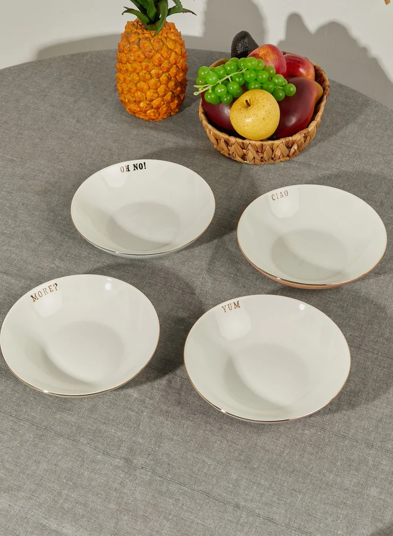 YVONNE ELLEN Set Of 4 Slogan Pasta Bowls