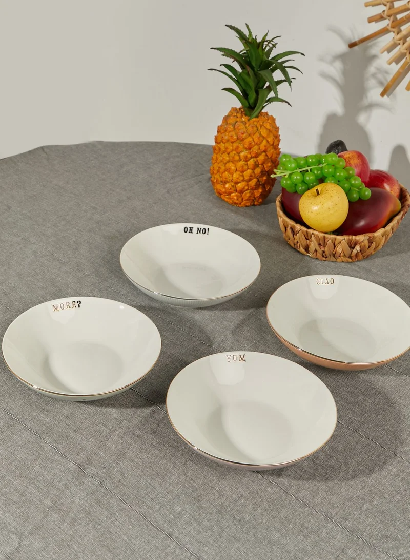 YVONNE ELLEN Set Of 4 Slogan Pasta Bowls