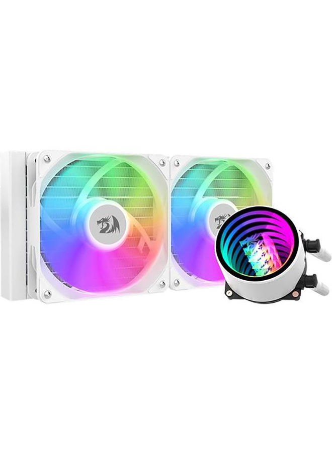 REDRAGON مبرد وحدة المعالجة المركزية السائل CCW-3011 aRGB، مبرد 240 مم، مروحتان 120 مم مع تحكم PWM، مبدد حراري من الألومنيوم، أنبوب حراري من النحاس، تدفق هواء 60CFM، سرعة مروحة 1650 دورة في الدقيقة، أبيض  - Image 1