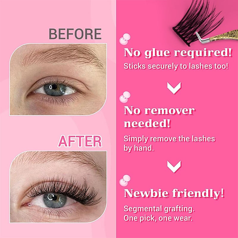 Individual False Eyelashes Self-Adhesive Cluster Fake Eyelashes Glue-Free Eyelashes Natural-Looking Eyelash - Image 3