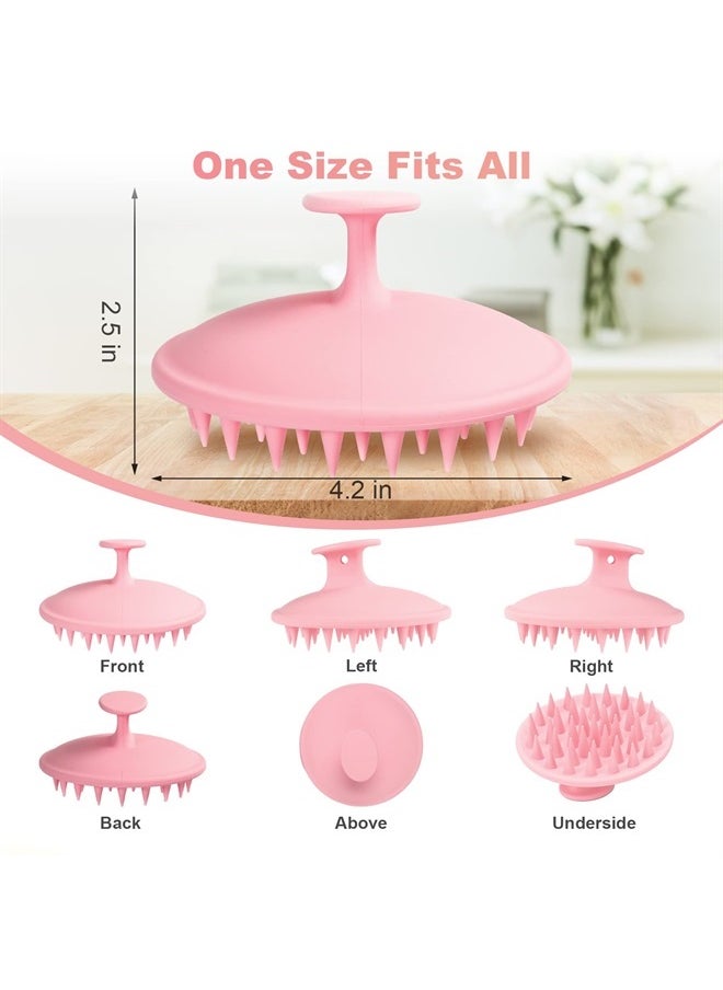 Meartchy Silicone Scalp Massager Shampoo Brush, Scalp Brush for Hair Growth & Dandruff Removal, Hair Scrubber Scalp Stimulator Exfoliator Brush with Soft Bristles for Wet Dry Scalp Care (Pink)  - Image 2