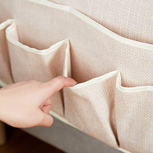 FLYILY Sofa Armrest Organizer Non-Slip Arm Chair Hanging Caddy Remote Control Holder for Magazine, Phone, Books, Glasses(Beige,19in) - Image 3