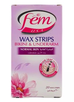 fem Bikini & Underarm 20 Wax Strips Enriched With Calendula For Normal Skin  - Image 1