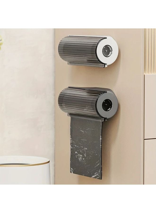 Black Wall Mounted Trash Bag Dispenser Holds 100 200 Bags Kitchen Bathroom Storage - Image 2
