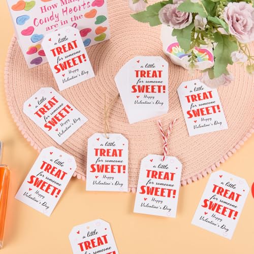 MoDooris 200 Pack Valentine’s Day Gift Tags Valentine Treat Sweet Paper Hanging Tags with Red White String & Jute Twine, Heart Gift Wrapping Supplies for Party Favors, Treat Bags, Gifts - Image 4