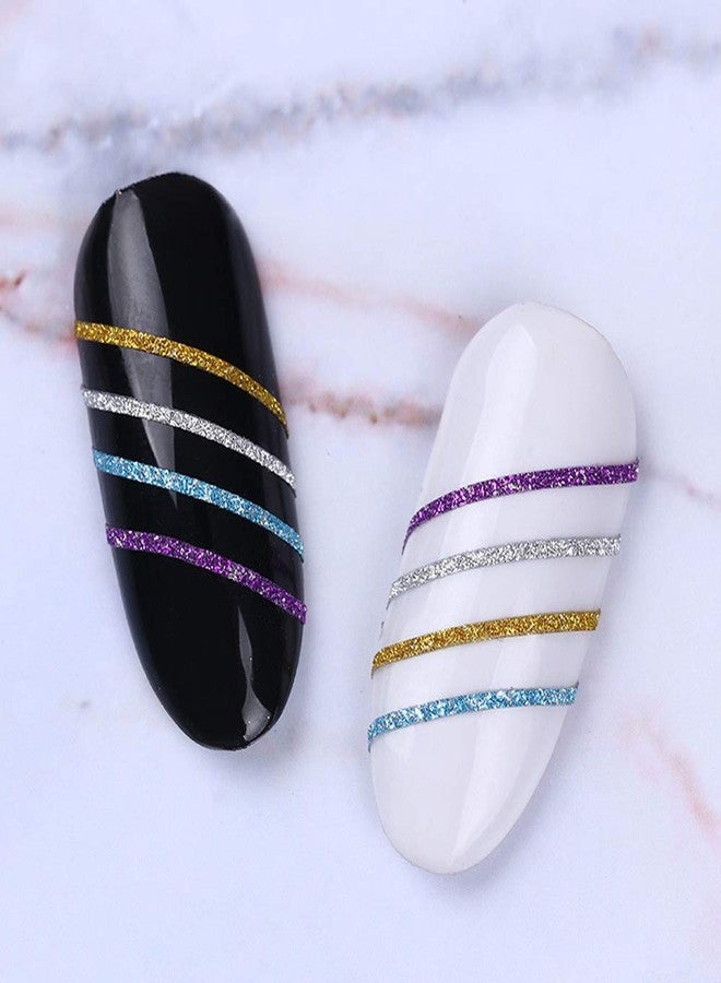 Bellecrey 13Pcs Nail Stickers Adhesive Striping Tape Line Set Nail Tips Decal Nail Art DIY Styling Tool Ticker Adhesive Striping Tape Tips Decal Glue Papers Nail Art Decoration 1mm Matte Glitter - Image 2