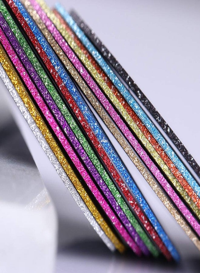 Bellecrey 13Pcs Nail Stickers Adhesive Striping Tape Line Set Nail Tips Decal Nail Art DIY Styling Tool Ticker Adhesive Striping Tape Tips Decal Glue Papers Nail Art Decoration 1mm Matte Glitter - Image 4