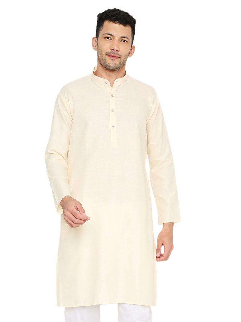 Maharaja Magic Cotton Solid Kurta in Off-White for Men[MSKurta1103-42] - Image 1