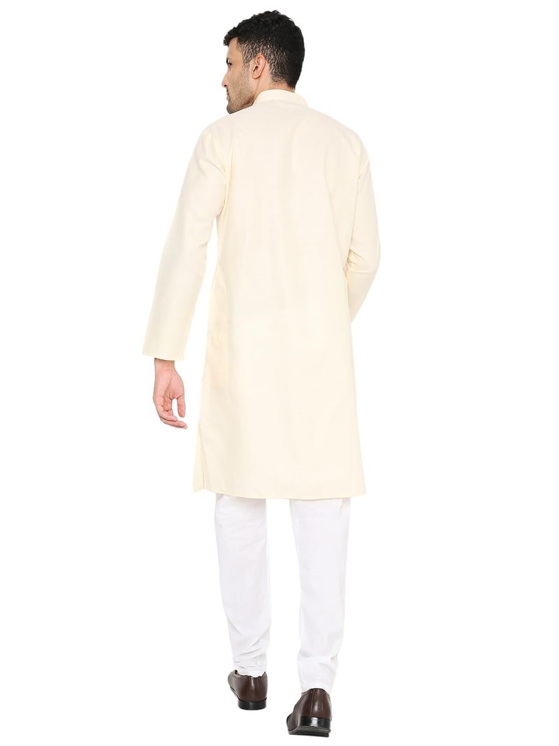 Maharaja Magic Cotton Solid Kurta in Off-White for Men[MSKurta1103-42] - Image 2