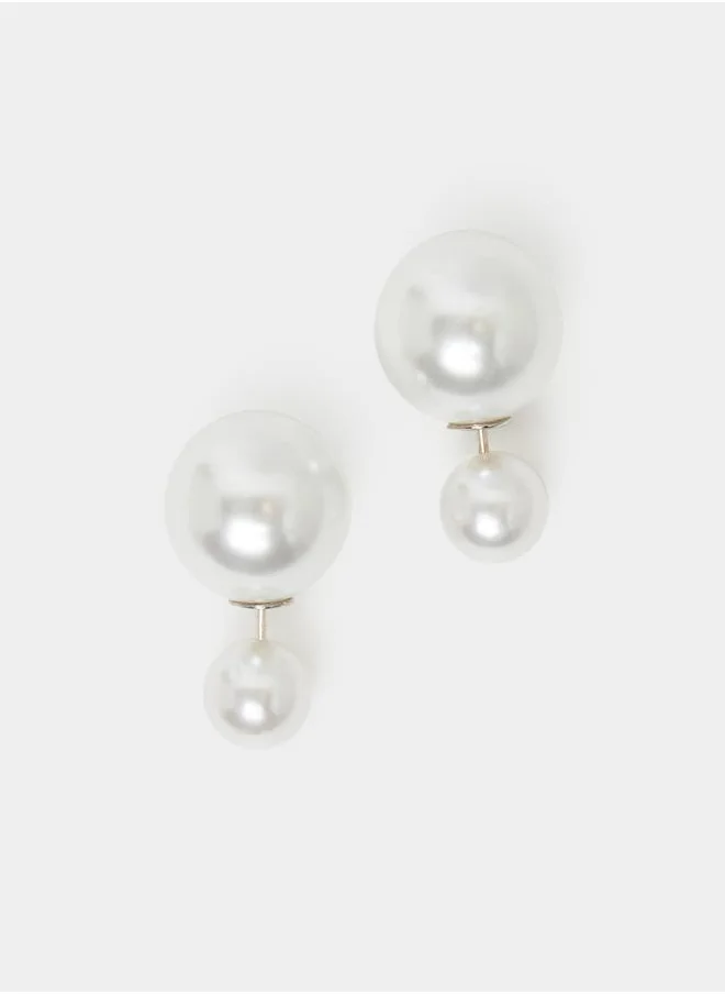 Styli Ribbon Faux Pearl Drop Earrings