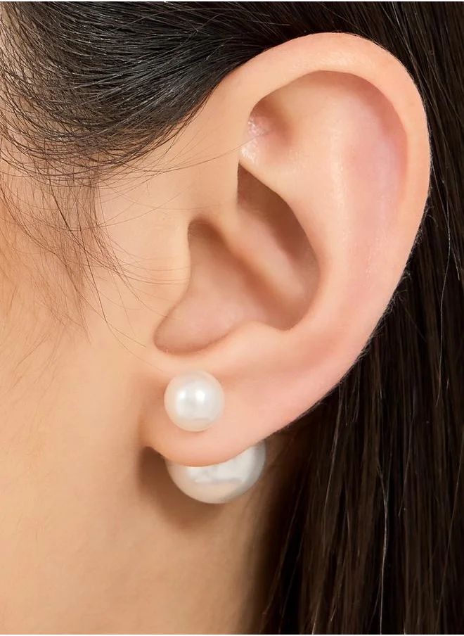 Styli Ribbon Faux Pearl Drop Earrings