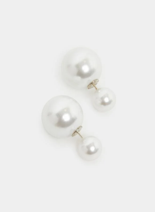 Styli Ribbon Faux Pearl Drop Earrings