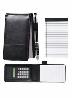Excefore Journal Notebook with Calculator, PU Leather Working Small Notebook Notepad with Pen Pad Holder Set Multi Function A7 Soft Cover Notebook  - Image 1