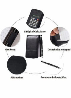Excefore Journal Notebook with Calculator, PU Leather Working Small Notebook Notepad with Pen Pad Holder Set Multi Function A7 Soft Cover Notebook  - Image 3