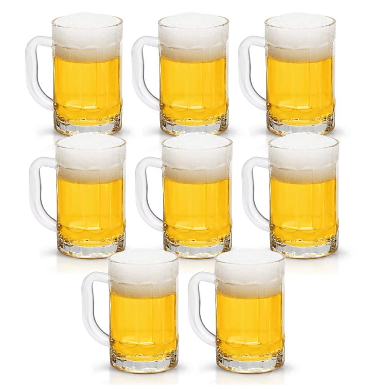 COKTIK 8 Pack Heavy Large Beer Glasses with Handle  14 Ounce Glass Steins Classic Beer Mug glasses Set