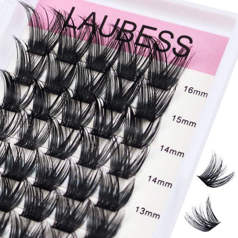 LAUBESS Cluster Lashes Mixed Length Individual Lashes D Curl Lash Clusters Volume Eyelash Clusters DIY Lash Extension Kit Fluffy Cluster Eyelash Extensions (02-0.07D, 9-16mm) - Image 1