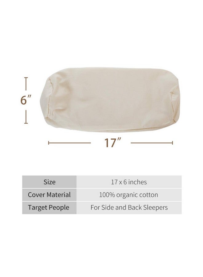 Lofe Organic Cotton Pillow Case - One Pack 17''×6'' Cylindrical Pillow Cover - 300 TC Thread Count - Soft and Breathable - Off White - Image 3