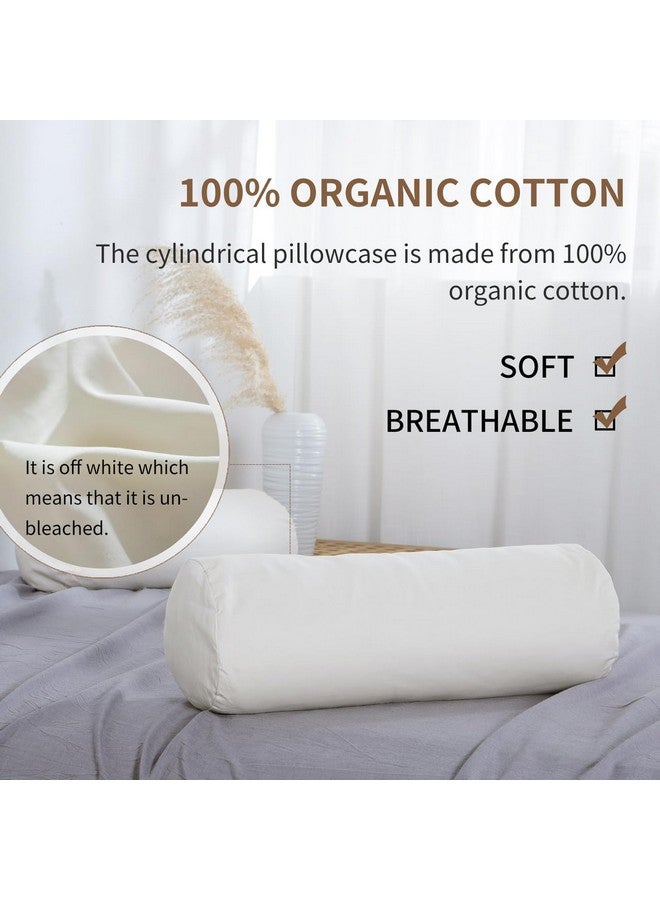 Lofe Organic Cotton Pillow Case - One Pack 17''×6'' Cylindrical Pillow Cover - 300 TC Thread Count - Soft and Breathable - Off White - Image 4