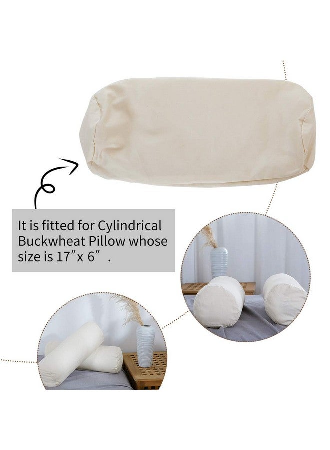 Lofe Organic Cotton Pillow Case - One Pack 17''×6'' Cylindrical Pillow Cover - 300 TC Thread Count - Soft and Breathable - Off White - Image 2