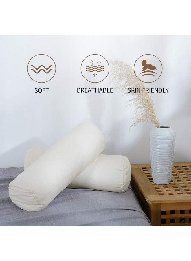 Lofe Organic Cotton Pillow Case - One Pack 17''×6'' Cylindrical Pillow Cover - 300 TC Thread Count - Soft and Breathable - Off White - Image 5