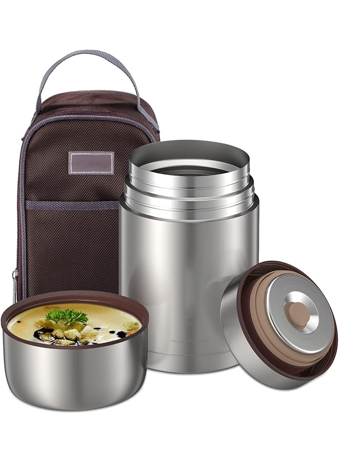 Zaboon Flask 800Ml Vacuum Insulated Food Thermos For Hot Cold Food Leak Proof Soup Containers For Kids And Adults (Grey) - Image 1