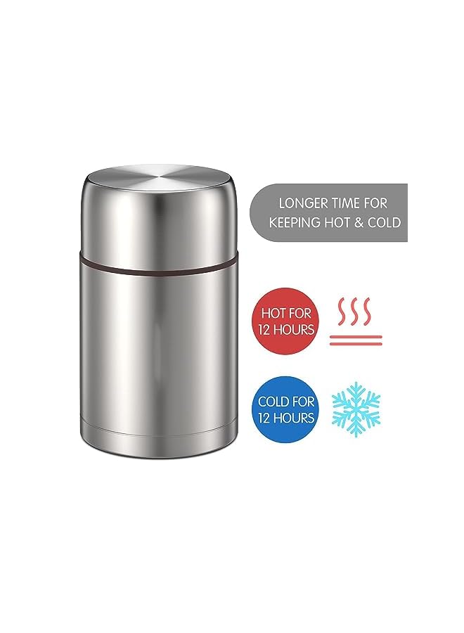 Zaboon Flask 800Ml Vacuum Insulated Food Thermos For Hot Cold Food Leak Proof Soup Containers For Kids And Adults (Grey) - Image 4