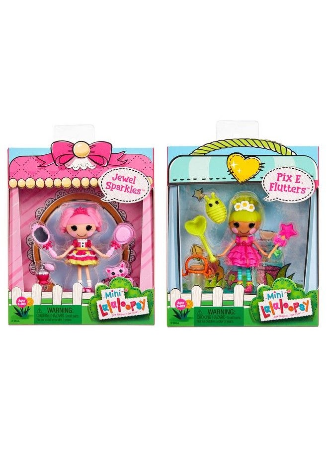 Lalaloopsy - Mini Tm Doll 2Pack Jewel Sparkles + Pix E. Flutters With Mini Pets Persian Cat & Firefly Two 3” Mini Dolls With Accessories In Reusable House Package Playset For Ages 3103 - Image 1
