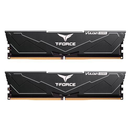 TeamGroup T-Force Vulcan 32GB 5200MHz (5200MT/s) CL40 Black DDR5 UDIMM Desktop Gaming Memory, Metal Heatsink, ECC, XMP 3.0/AMD Expo, Compatible with Intel/AMD CPU, High Performance, Low Latency RAM - Image 2