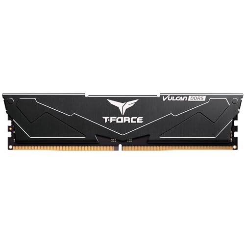 TeamGroup T-Force Vulcan 32GB 5200MHz (5200MT/s) CL40 Black DDR5 UDIMM Desktop Gaming Memory, Metal Heatsink, ECC, XMP 3.0/AMD Expo, Compatible with Intel/AMD CPU, High Performance, Low Latency RAM - Image 1