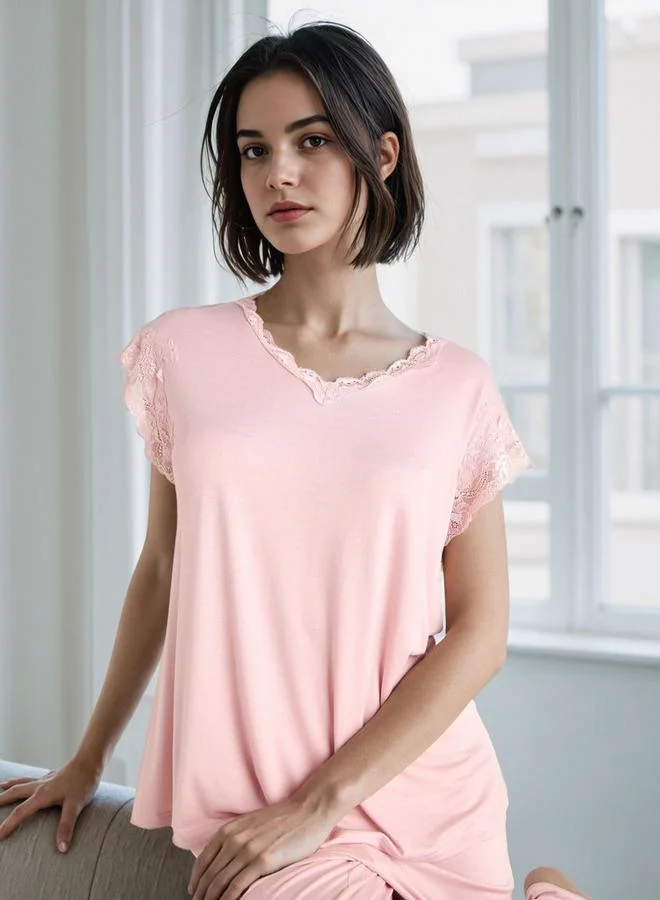 Splash FAV Lace Trim Pyjama Set