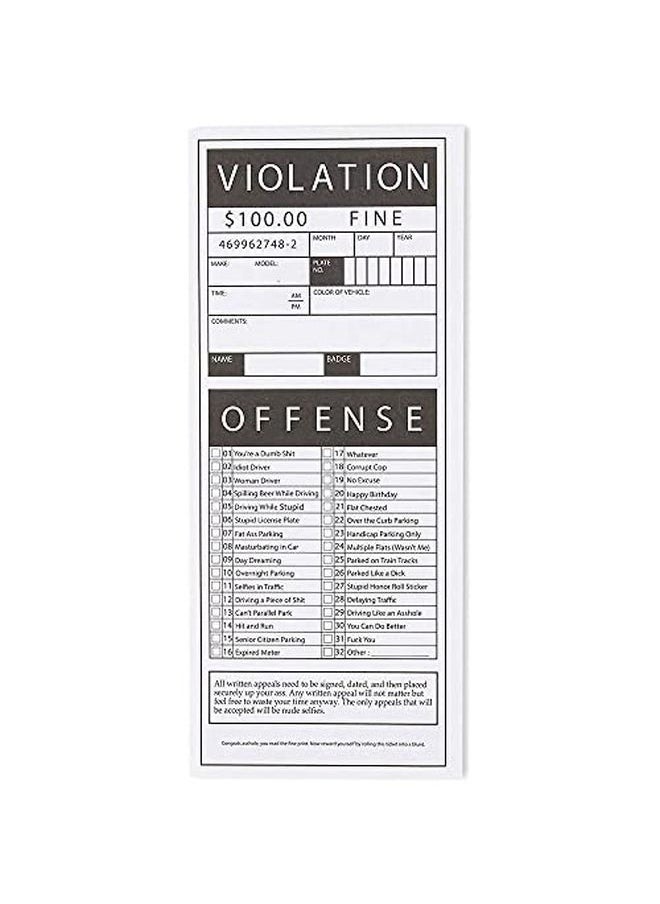 Blue Panda - 100Sheet Fake Parking Tickets Ticket Prank Gag Gifts Great For Pranks Party Favors 6 X 2.5 Inches - Image 1
