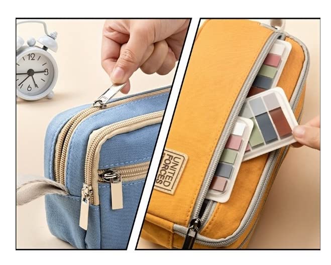 TEMSON Large Capacity Pencil Case - Large Pencil Pen Pouch with Handle, Stationery Organizer Case with Zipper for Kids for Students, Kids Adults Office(6765) (Pink) - Image 4