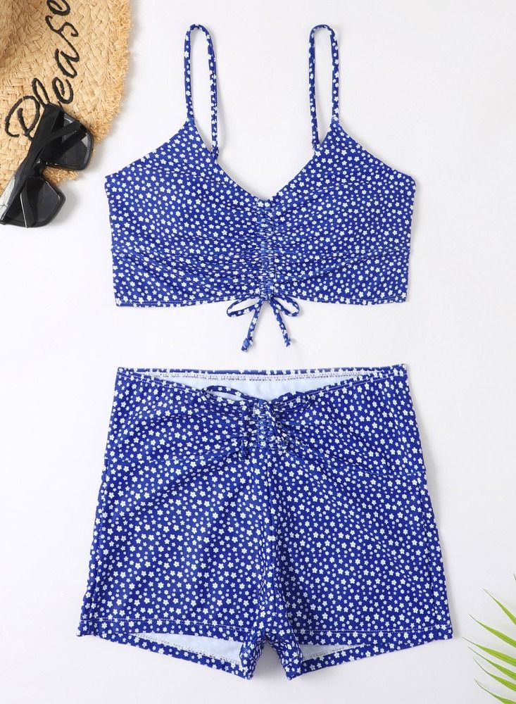 Loquat 2 Piece Boxer Swimsuit Beach Bikini Blue - Image 1