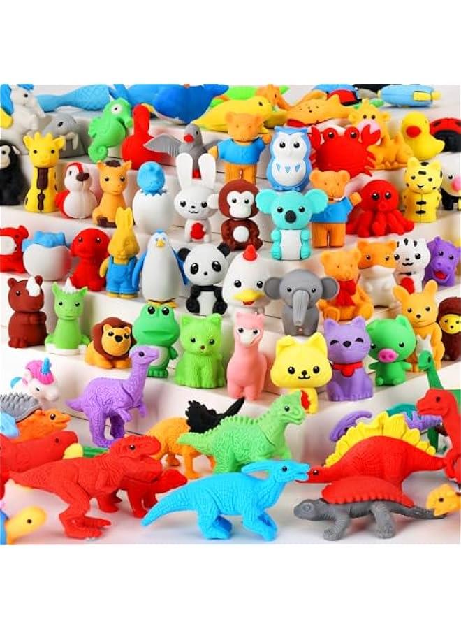 Generic 81Pcs Animal Erasers Desk Pets for Kids Animal Pencil Erasers Bulk Puzzle Erasers Toys Gifts for Classroom Prizes,Game Reward,Treasure Box, Egg Fillers,Goodie Bag Stuffers,Party Favors  - Image 1