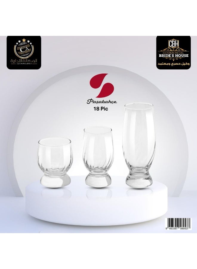 Pasabache Pasabahce 18 Piece Aquatic Cup Set -Clear - Image 2