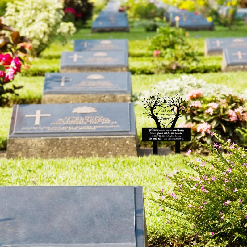 BRUKUSUR Garden Stake Graves Cemetery Decorations Metal Memorial Grave Markers Family Tree Graveyard Commemorative Plaque for Dad Mom Remembrance Plaque Stake Sympathy Graveside Decor Sign for Outdoor - Image 5