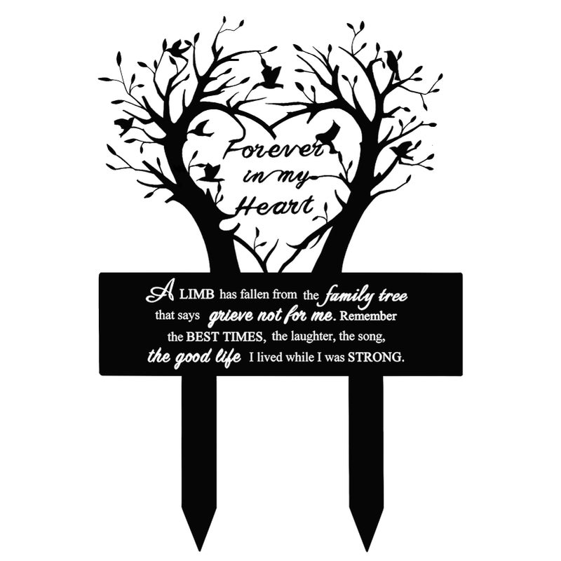 BRUKUSUR Garden Stake Graves Cemetery Decorations Metal Memorial Grave Markers Family Tree Graveyard Commemorative Plaque for Dad Mom Remembrance Plaque Stake Sympathy Graveside Decor Sign for Outdoor - Image 1