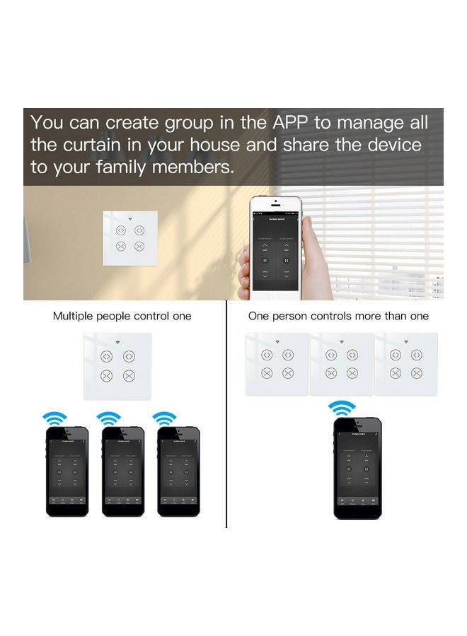 NIBEMINENT Wi-Fi Smart Voice Control Curtain Switch White  - Image 3