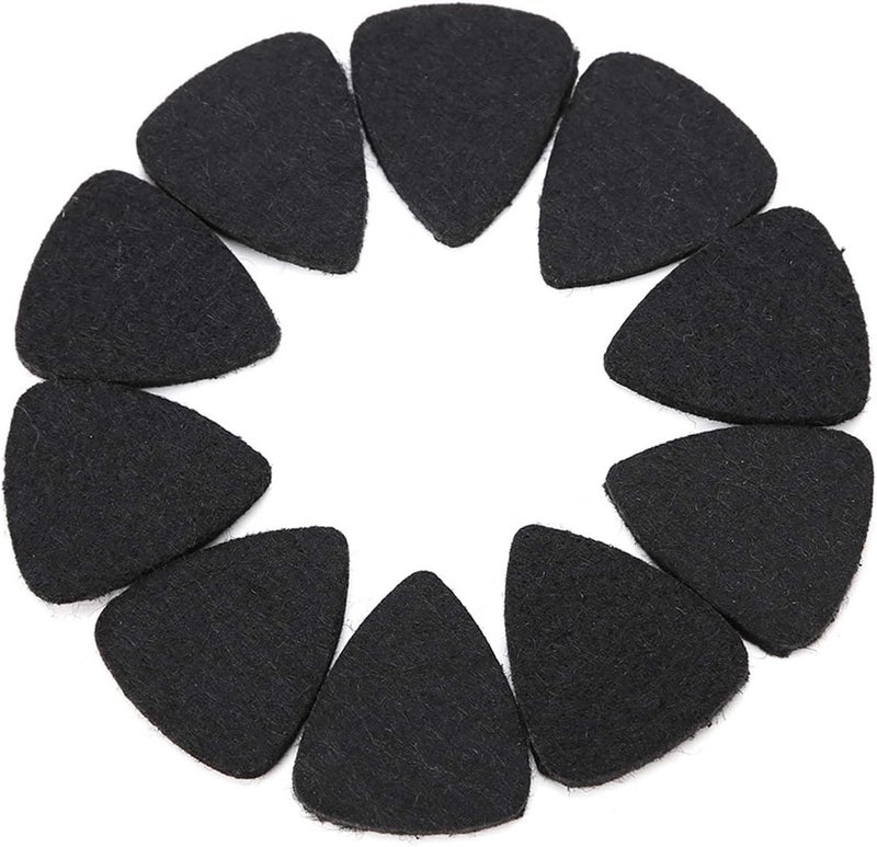 Wool Felt Picks Plectrums for Guitar Ukulele, Soft Sound, Improve Strumming, 10Pcs (Black) - Image 1