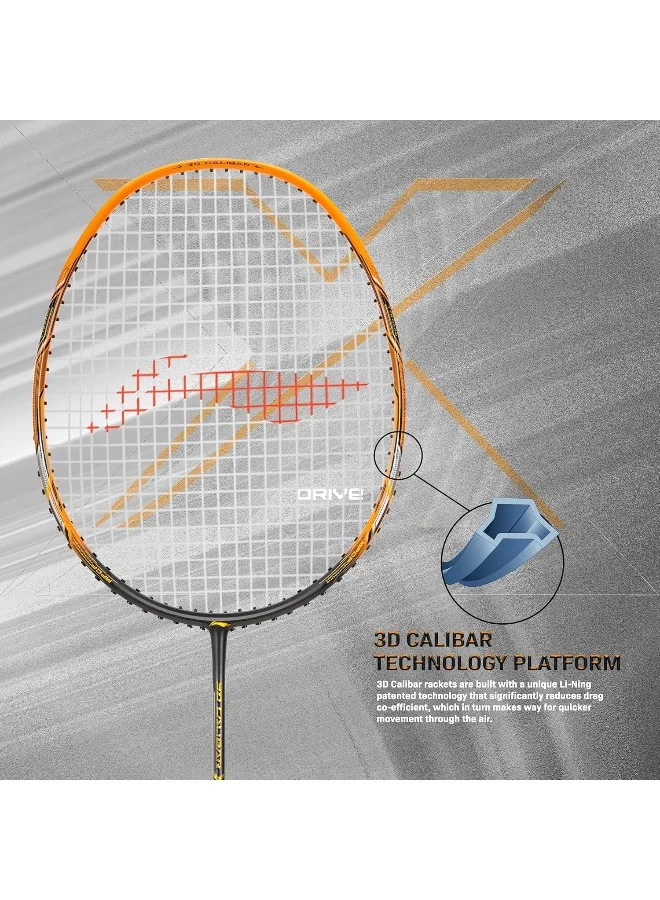 Li-Ning 3D Calibar X Drive Carbon Graphite Strung Badminton Racquet, 82 Grams, 30 Lbs String Tension And Free Full Cover