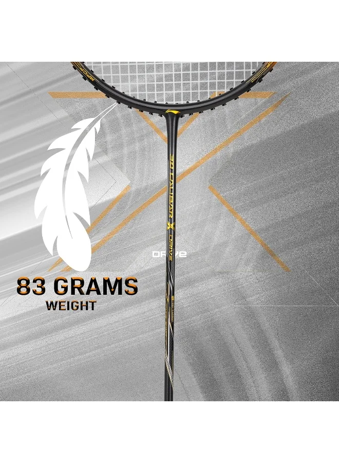 Li-Ning 3D Calibar X Drive Carbon Graphite Strung Badminton Racquet, 82 Grams, 30 Lbs String Tension And Free Full Cover