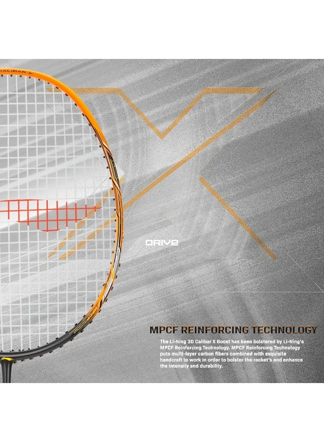 Li-Ning 3D Calibar X Drive Carbon Graphite Strung Badminton Racquet, 82 Grams, 30 Lbs String Tension And Free Full Cover