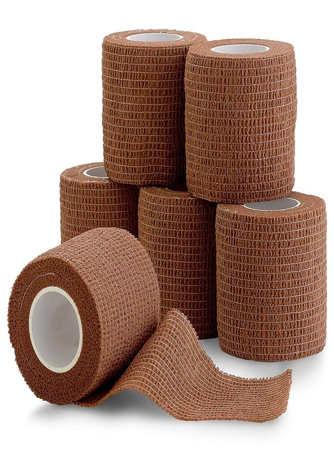 MEDca 6 Pack, Self Adherent Cohesive Tape - 2" x 5 Yards, (Medium Tan Shade Self Adhesive Bandage Rolls & Sports Athletic Wrap for Ankle, Wrist, Knee Sprains and Swelling - Image 1