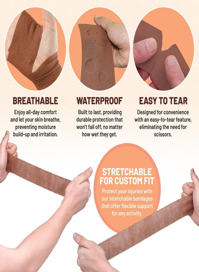 MEDca 6 Pack, Self Adherent Cohesive Tape - 2" x 5 Yards, (Medium Tan Shade Self Adhesive Bandage Rolls & Sports Athletic Wrap for Ankle, Wrist, Knee Sprains and Swelling - Image 5