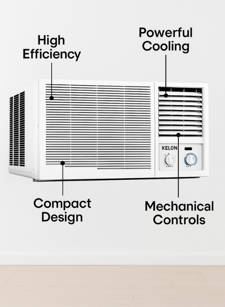 KELON 2.0 Ton (24000 BTU) Window Air Conditioner – Rotary Compressor, High Ambient Cooling up to 52°C, Cool-Only Operation, Energy Efficient, Low Noise Performance, Durable All-Weather Build – KAW-24UPM3 White - Image 5