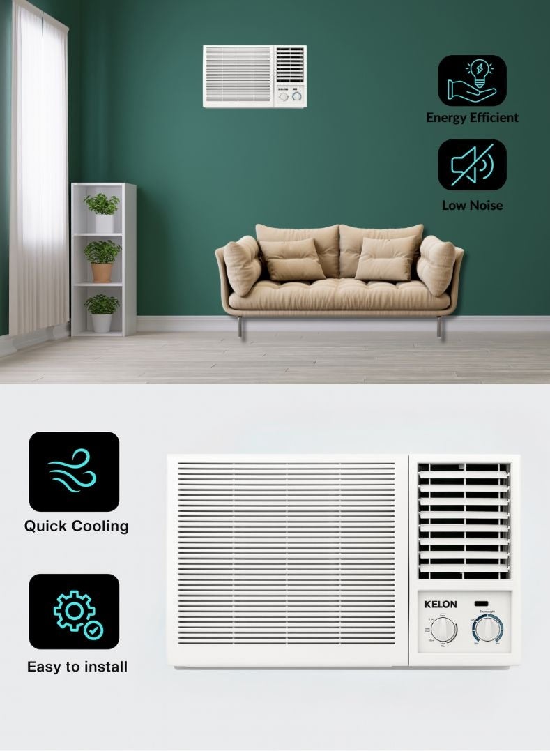 KELON 2.0 Ton (24000 BTU) Window Air Conditioner – Rotary Compressor, High Ambient Cooling up to 52°C, Cool-Only Operation, Energy Efficient, Low Noise Performance, Durable All-Weather Build – KAW-24UPM3 White - Image 3